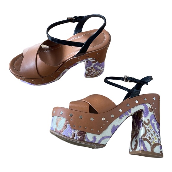 PRADA [RARE] Spring 2015 Leather/Brocade Platform Sandals - Picture 15 of 15